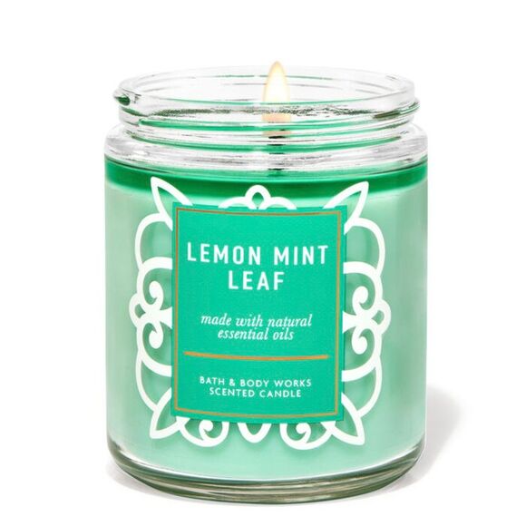 Bath & Body Works Lemon Mint Leaf Single Wick 7oz Jar Candle NWT - Picture 1 of 3
